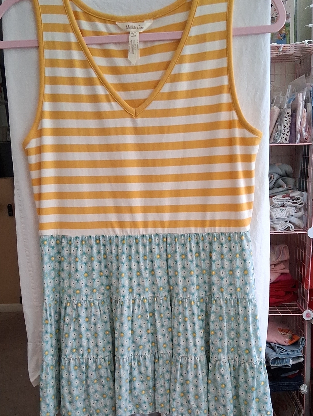 Matilda Jane Yellow & Light Blue Daisy Tiered Dress